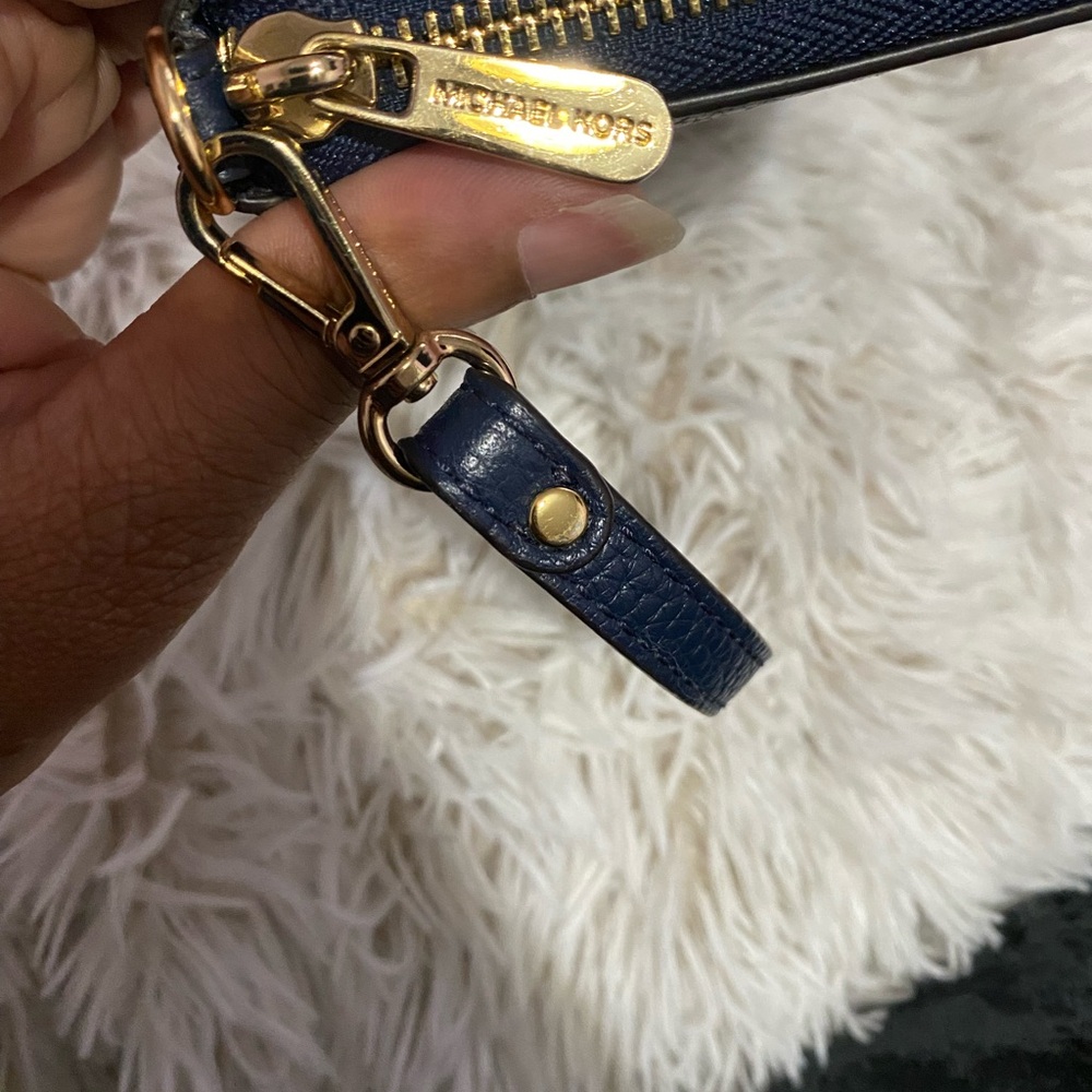 Michael Kors Blue Pebbled Leather Clutch - Picture 3 of 6